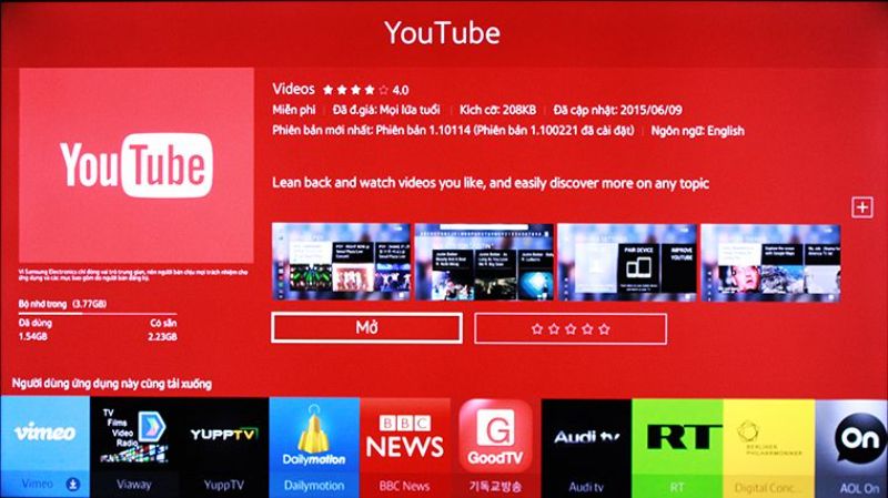 Phiên bản Youtube trên tivi của bạn chưa được cập nhật